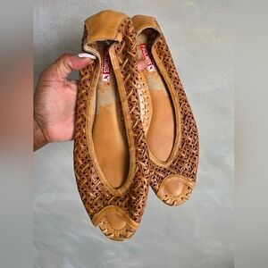 Pikolinos Woven Leather Peep Toe Flats Sz 40